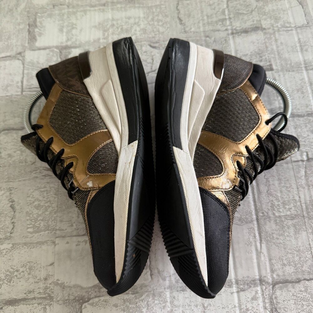 Michael Kors Liv Logo Mixed-Media Trainer Platform Wedge Fashion Sneaker Flaws 9 - Picture 4 of 10